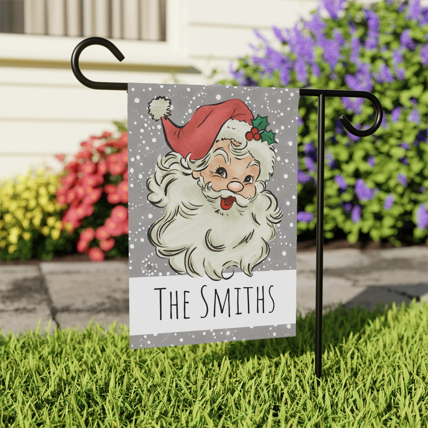 Vintage Santa Winter Personalized Garden Flag Home Decor