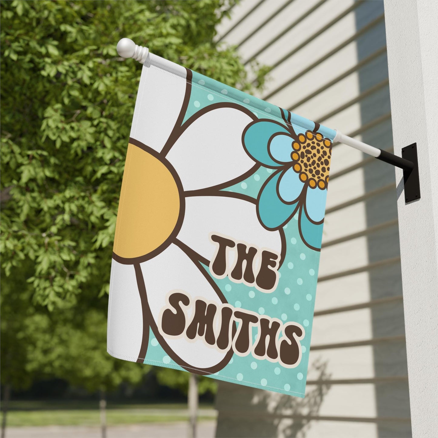 Personalized Retro Flower Garden and House Flag