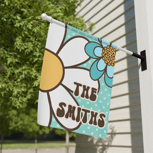 Personalized Retro Flower Garden and House Flag