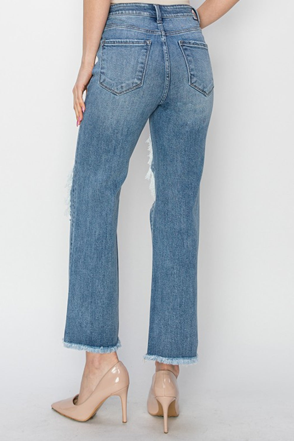 RISEN High Rise Distressed Crop Straight Jeans - Premium  - Just $58.26! Shop now at Nine Thirty Nine Design