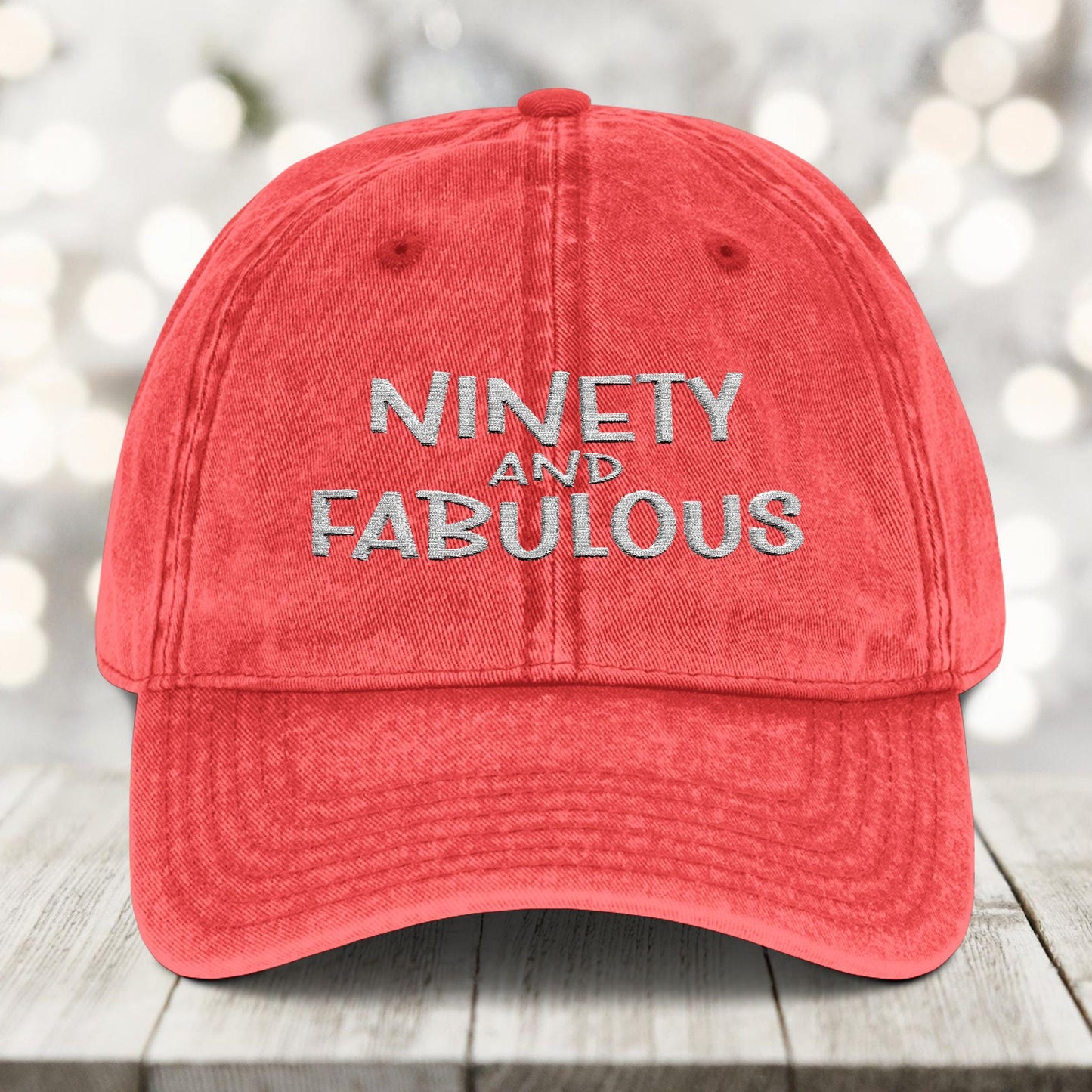 90th Birthday Hat - Vintage 90 and Fabulous Embroidered Cap Physical