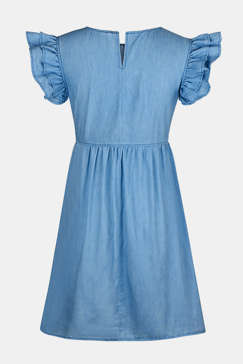 Full Size Ruffled Round Neck Cap Sleeve Denim Dress - Premium  - Just $31.38! Shop now at Nine Thirty Nine Design