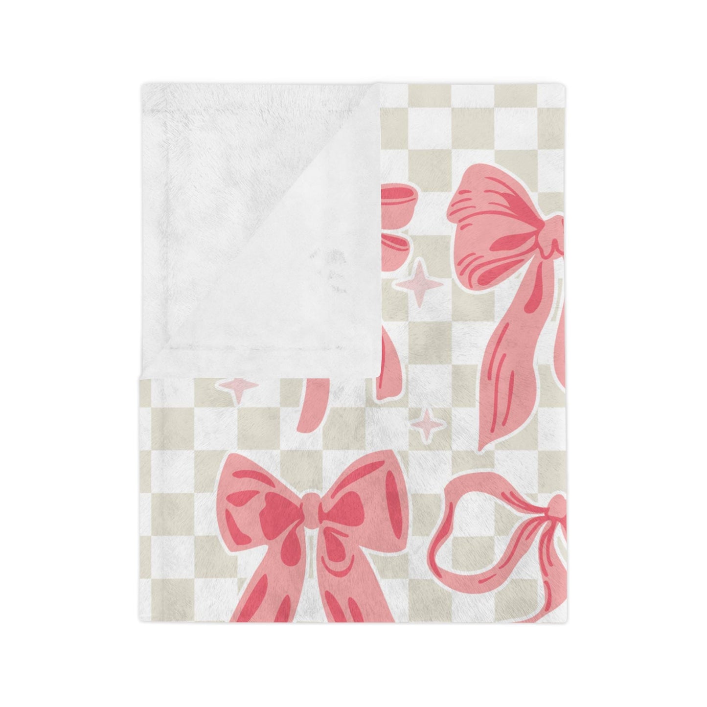 Personalized Pink Bow Minky Blanket - Custom Preppy Throw for Girls Room Physical