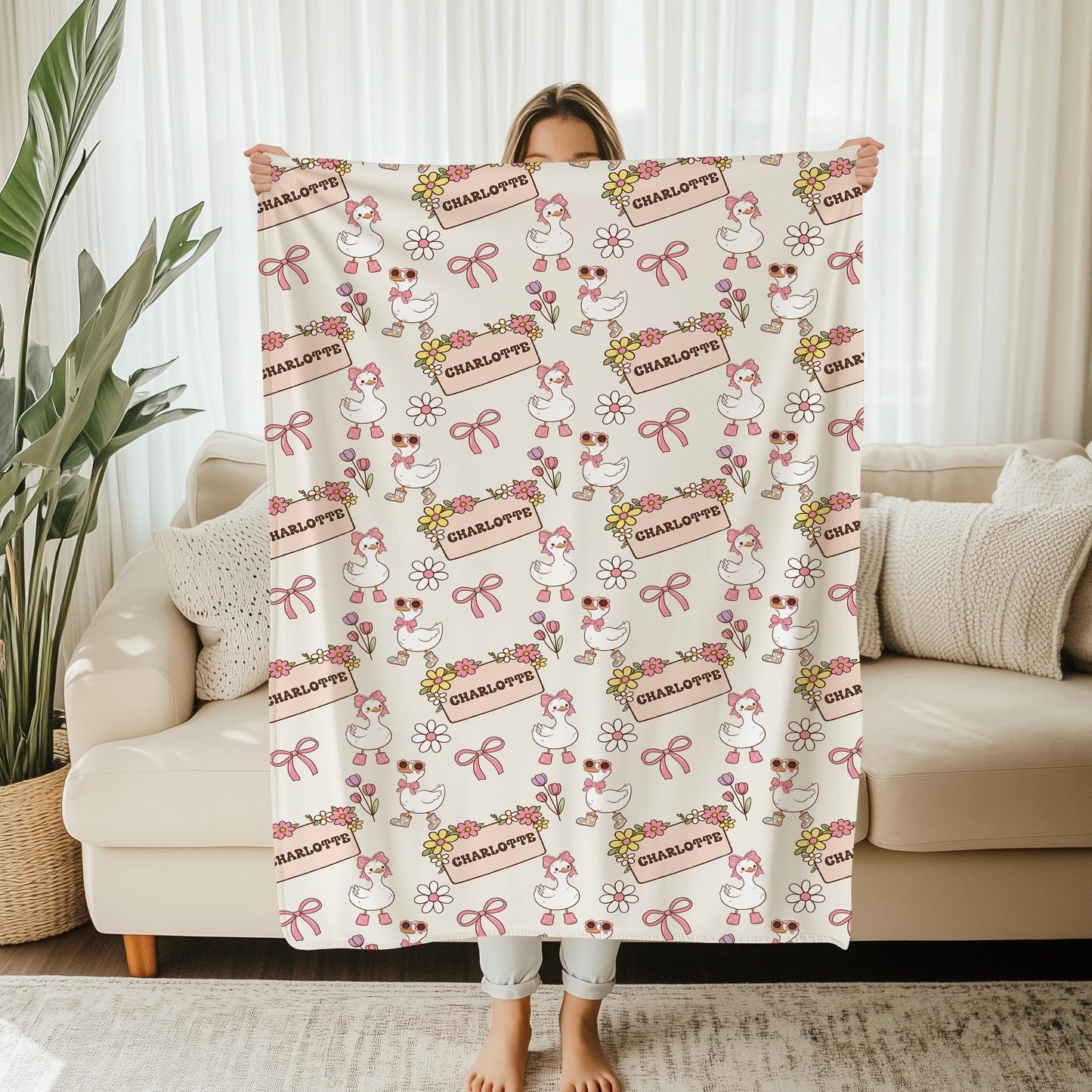 Personalized Goose Blanket - Custom Name Blanket for New Moms and Kids Blankets