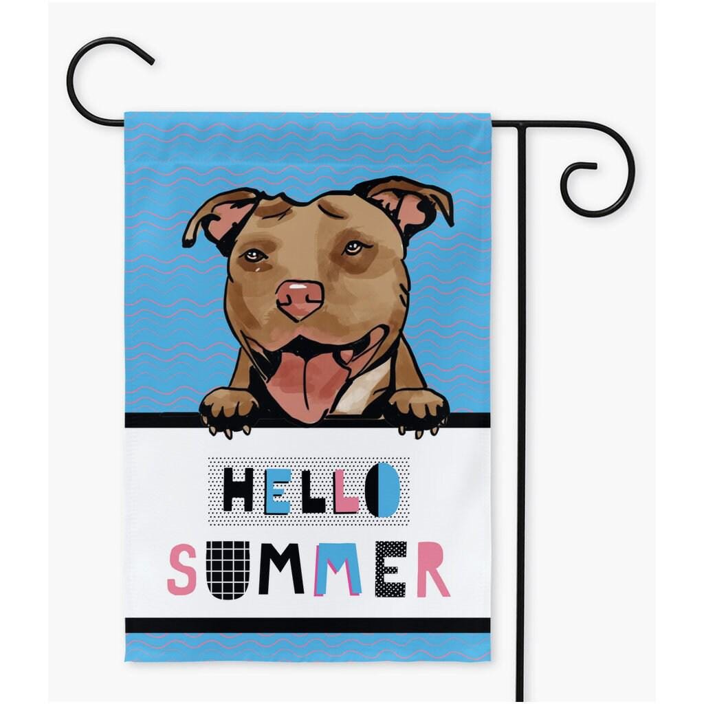 Hello Summer Pitbull Garden Flag