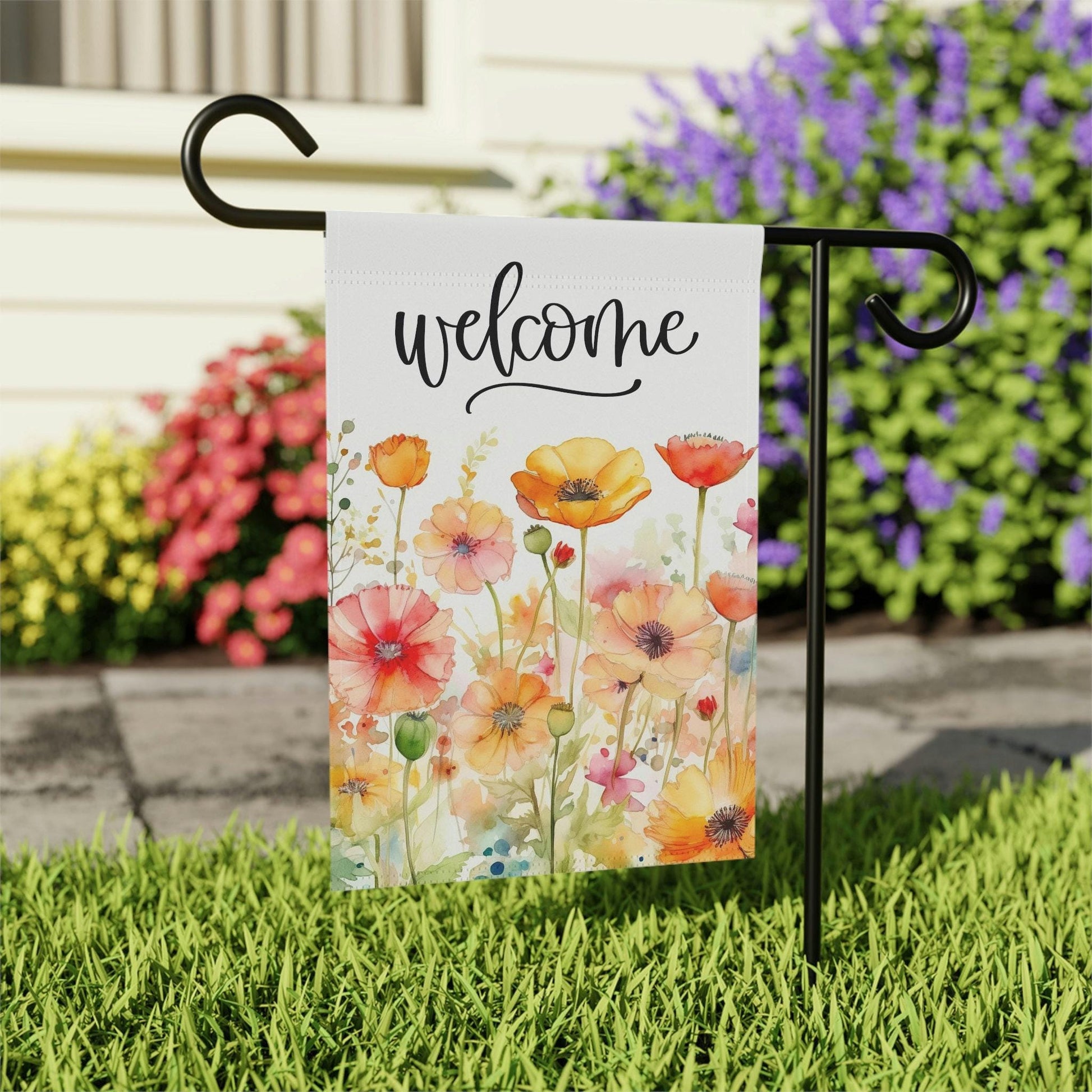 Poppy Welcome Garden Flag