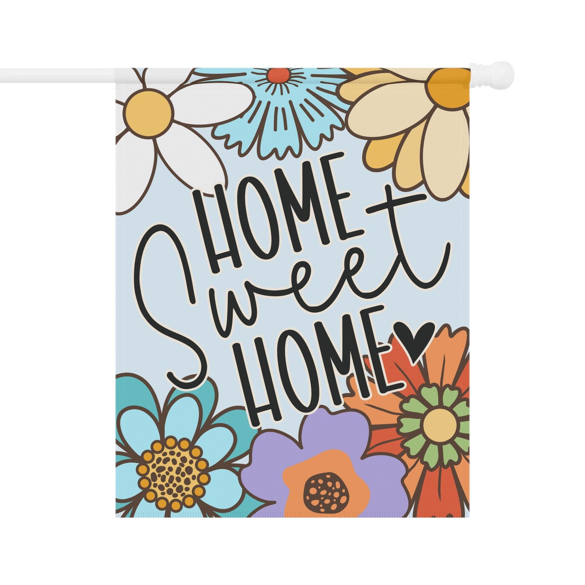 Home Sweet Home Retro Flower Garden and House Flag Garden Flag