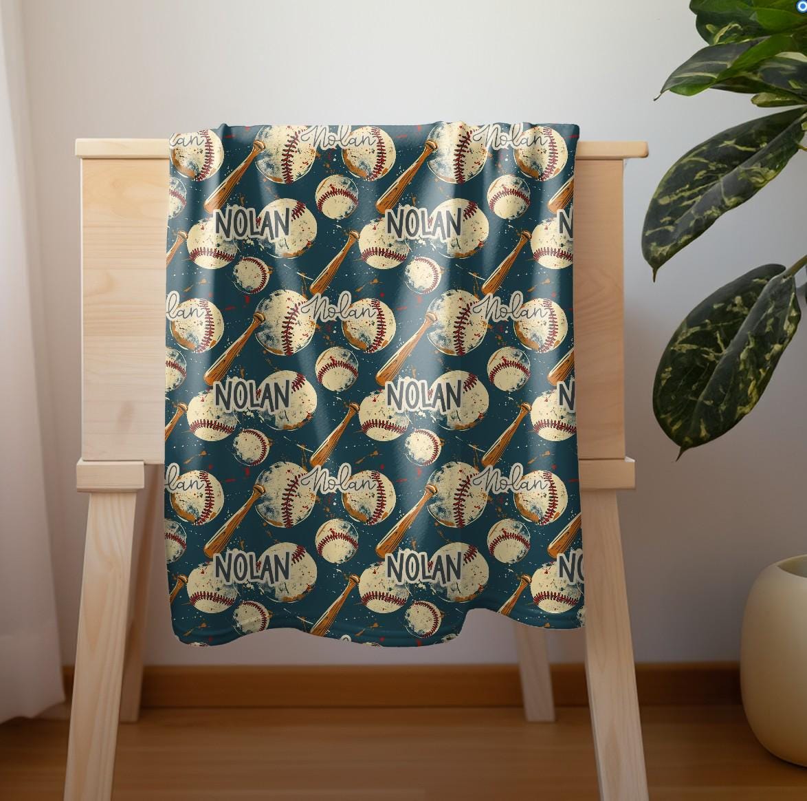 Personalized Baseball Blanket - Custom Baby Security Throw for Boys Blankets