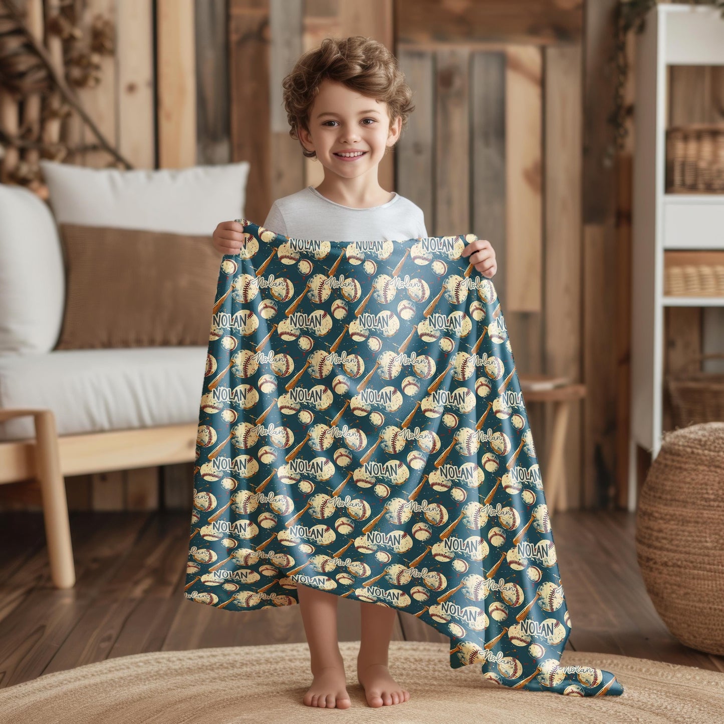 Personalized Baseball Blanket - Custom Baby Security Throw for Boys Blankets