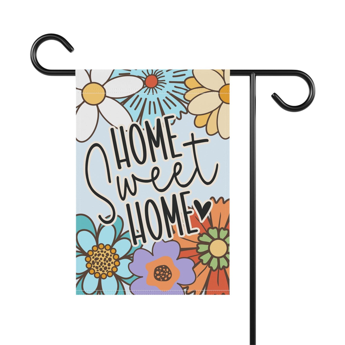 Home Sweet Home Retro Flower Garden and House Flag Garden Flag