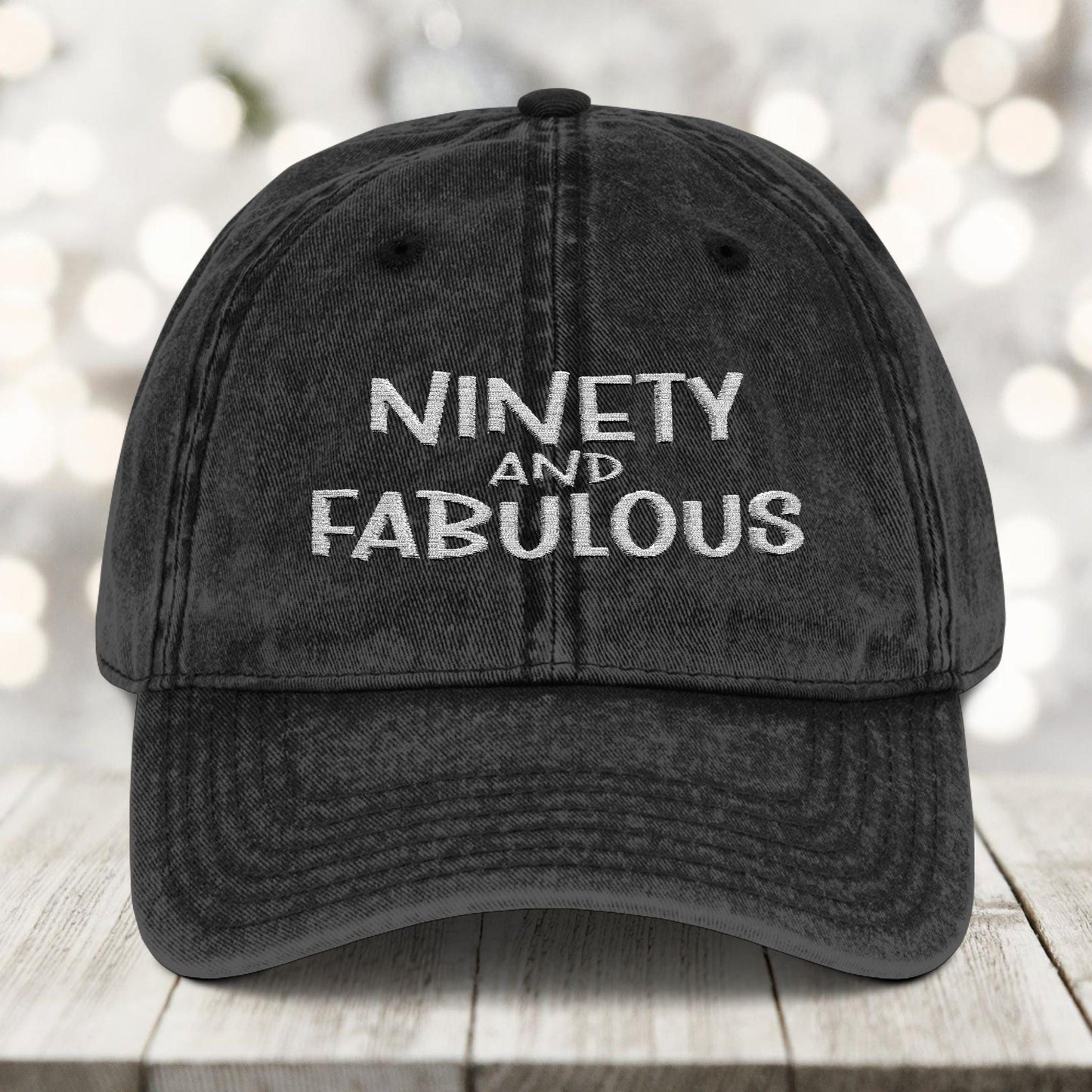 90th Birthday Hat - Vintage 90 and Fabulous Embroidered Cap Physical