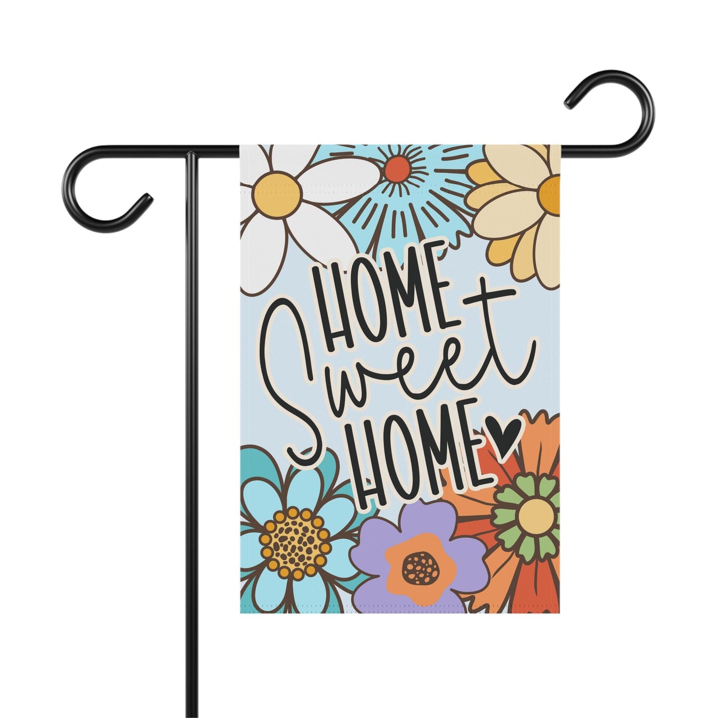 Home Sweet Home Retro Flower Garden and House Flag Garden Flag