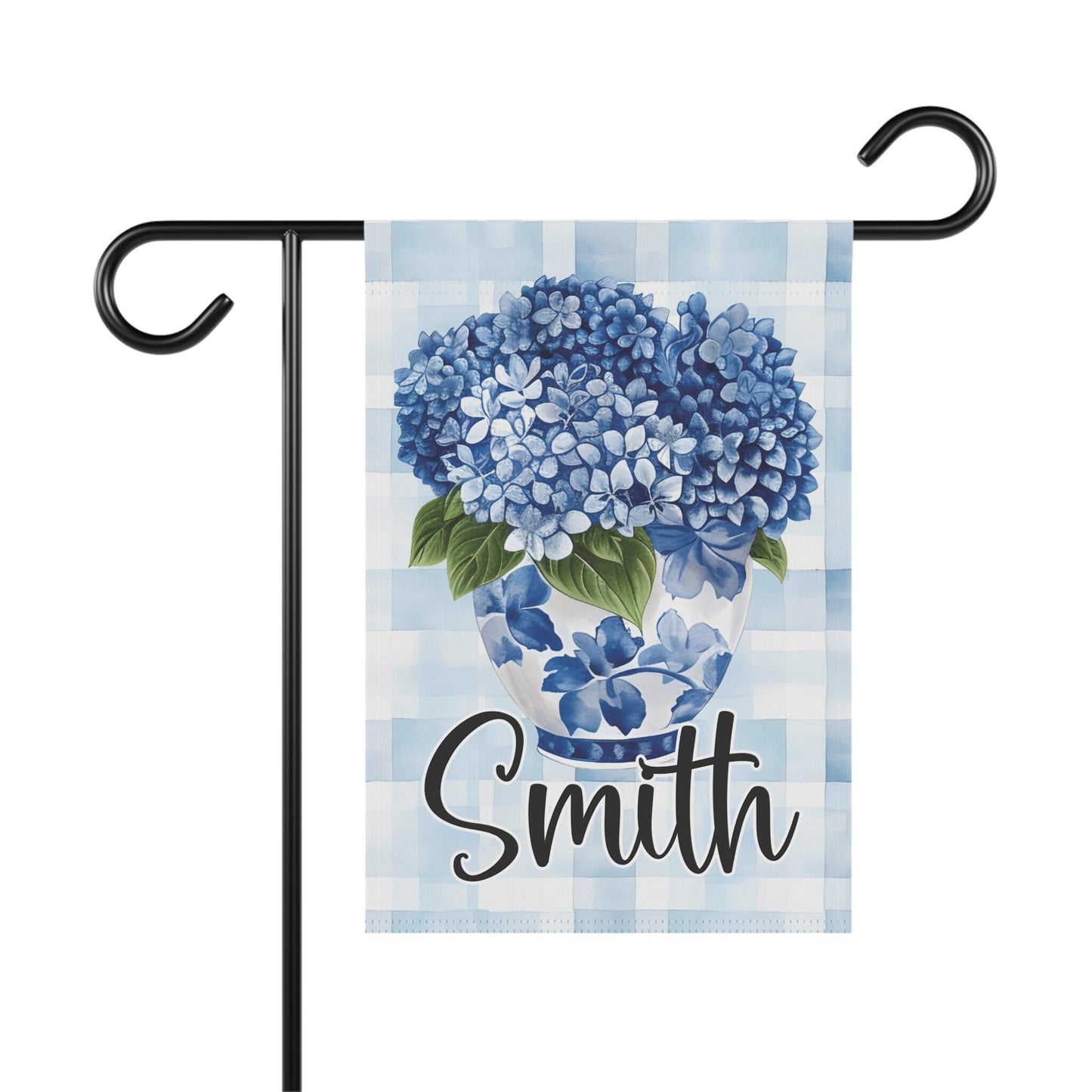Chinoiserie Hydrangea Personalized Summer Garden Flag Flags & Windsocks