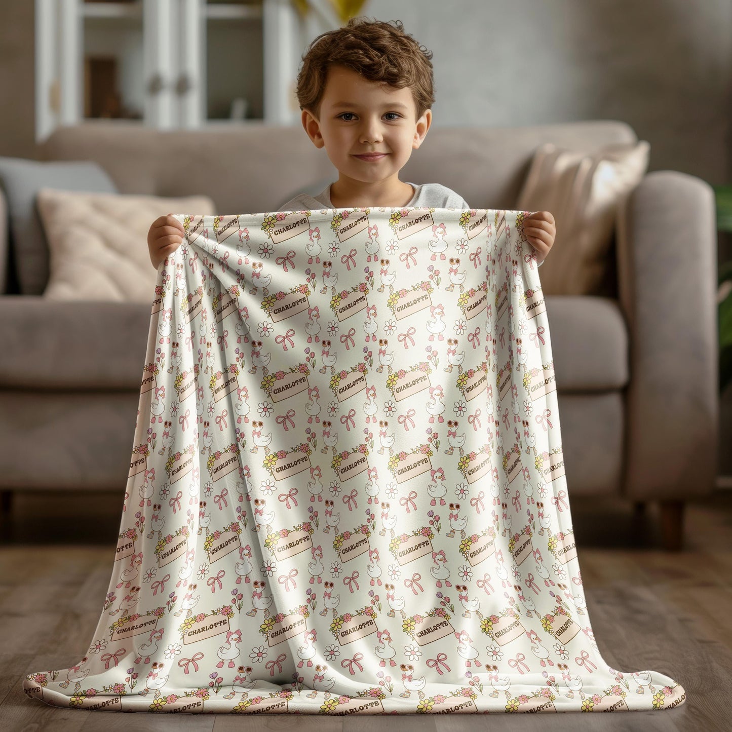 Personalized Goose Blanket - Custom Name Blanket for New Moms and Kids Blankets