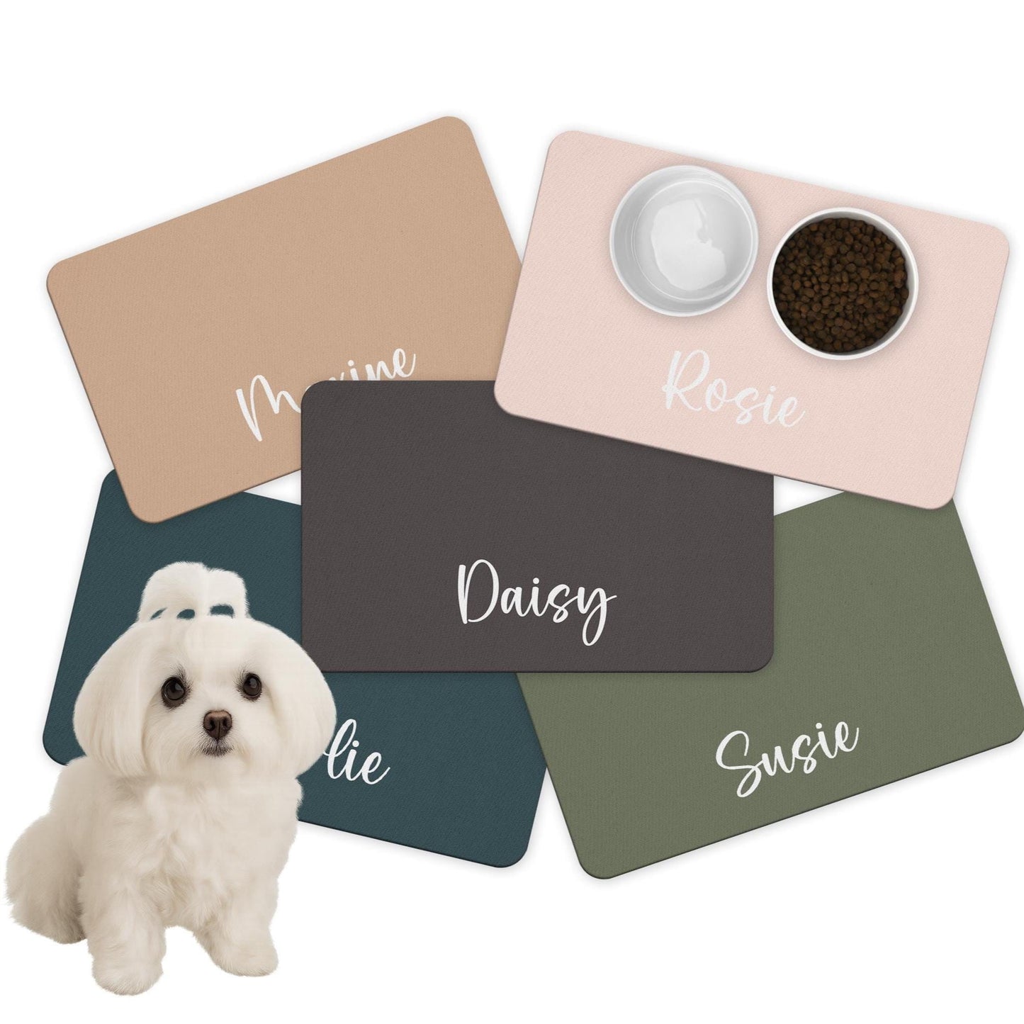 Personalized Solid Color Pet Food Mat Pet Mats
