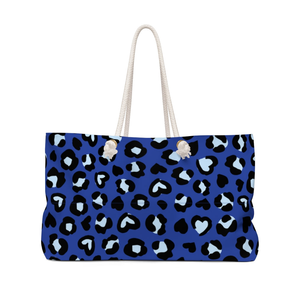 I Like Big Boats and I Cannot Lie Weekender Blue Leopard Beach Bag Bags