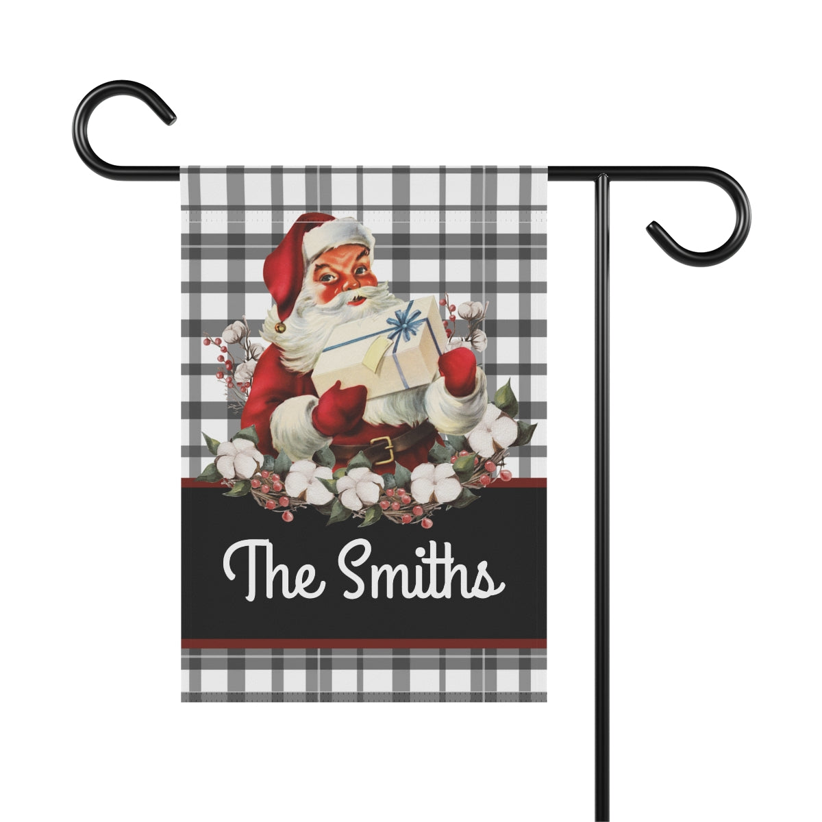 Personalized Vintage Santa Christmas Garden Flag
