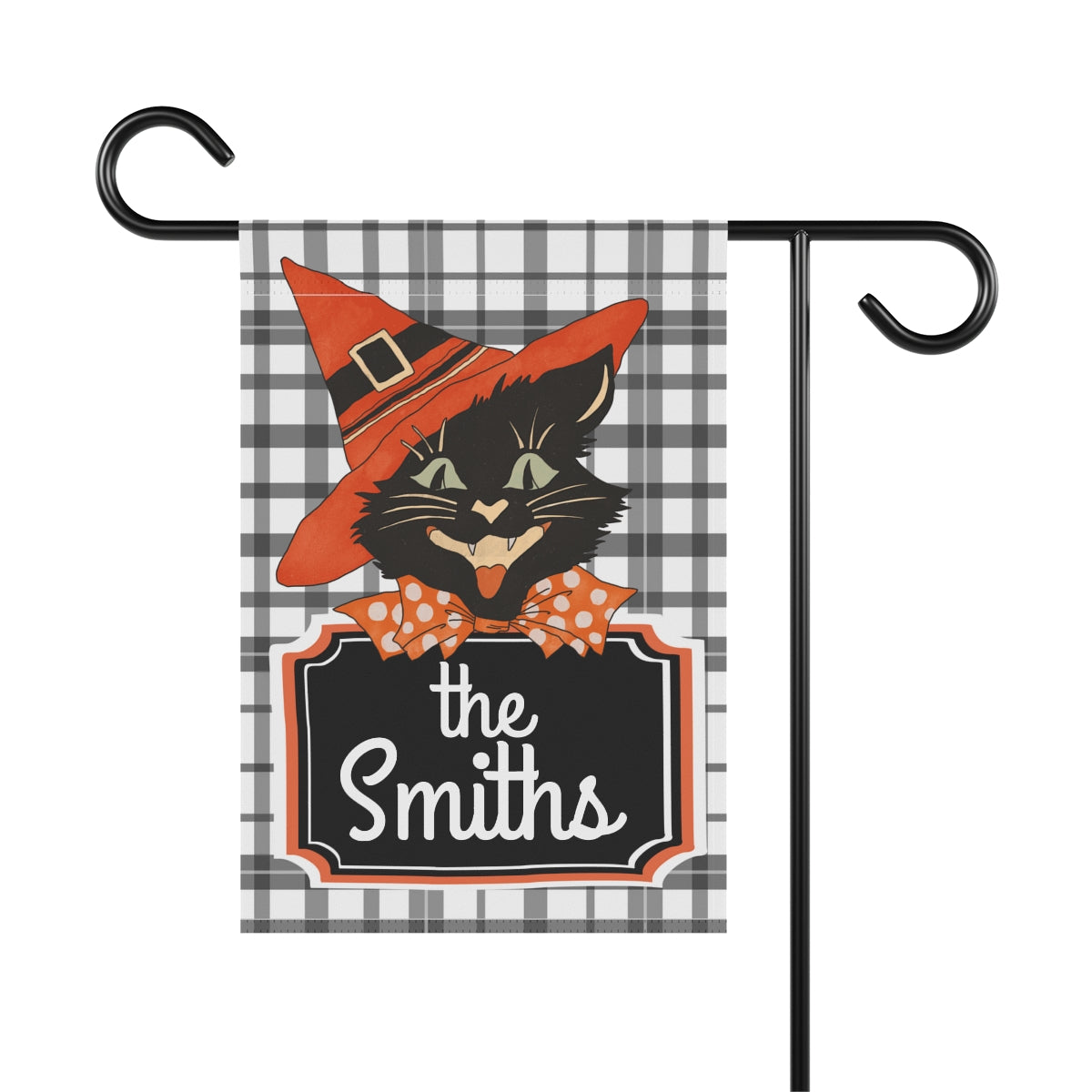 Vintage Halloween Cat Personalized Garden Flag