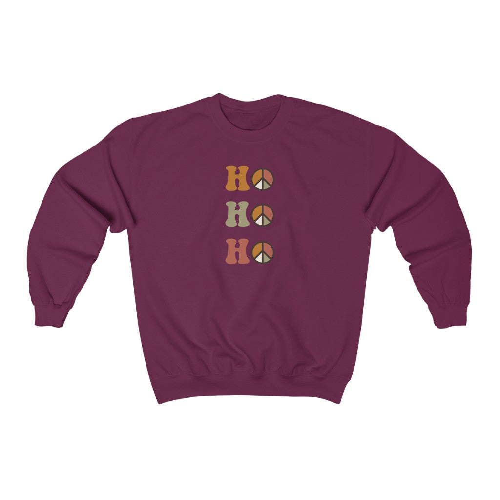 Christmas Sweatshirt, Ho Ho Ho, Holiday Sweaters For Women, Christmas Sweater, Retro Holiday Shirt, Crewneck, UNISEX, 70s, Peace Sign Sweatshirt