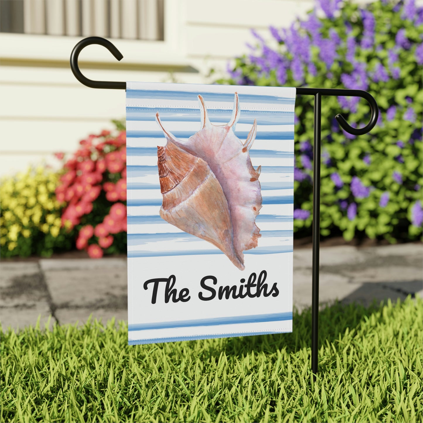 Personalized Conch Shell Nautical Beach Garden Flag