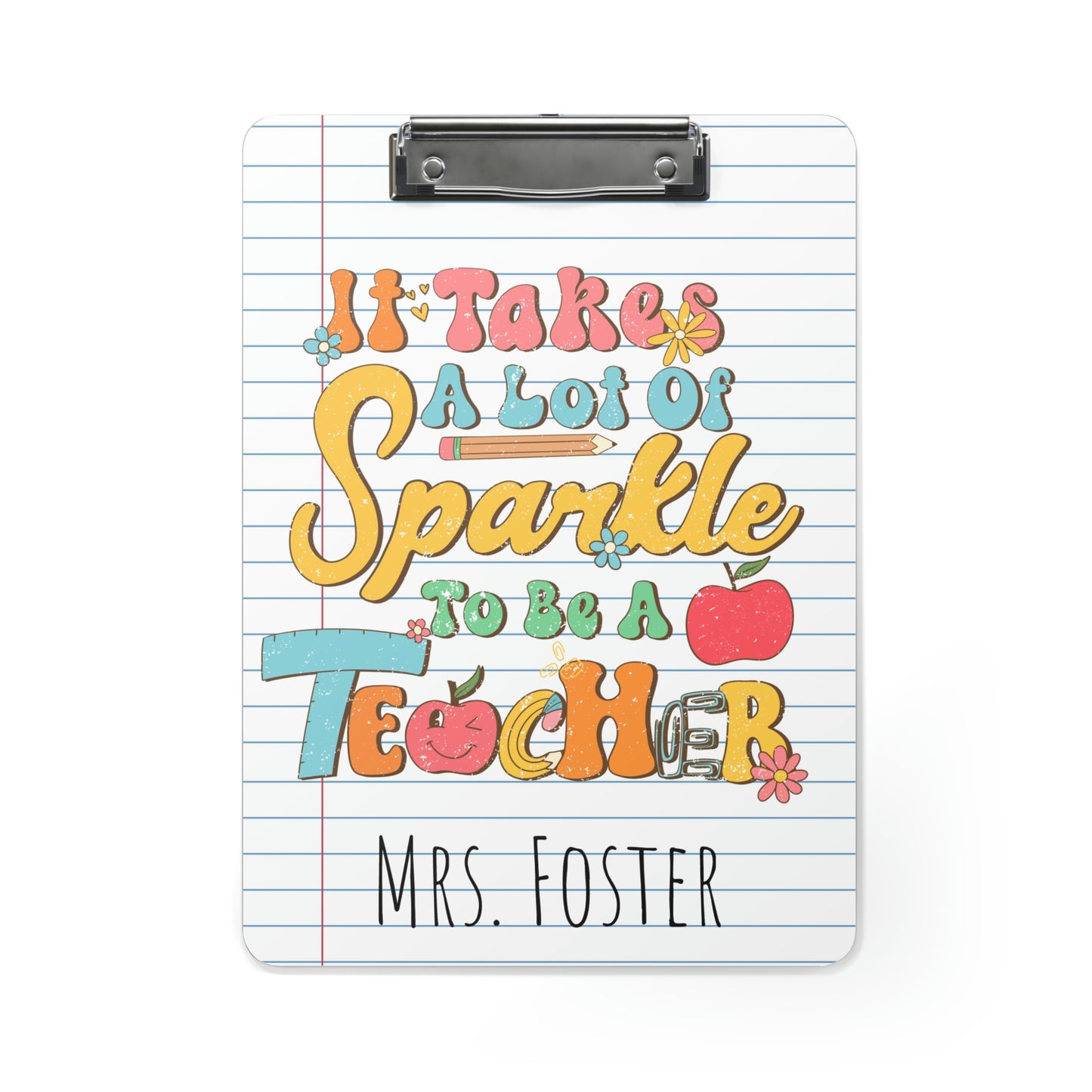 Personalized Teacher Clipboard, Teacher Appreciation Gift, Custom Monogram Clip Board, Retro, Monogram Teacher Gift, Back to School