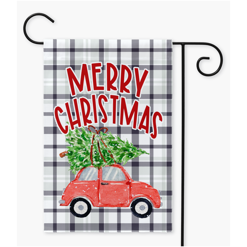 Christmas Car With Tree Garden Flag Flags & Windsocks