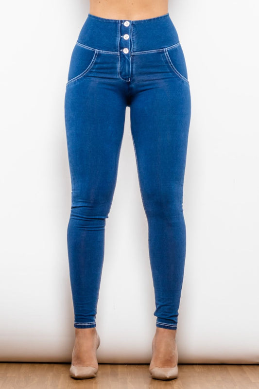High Waist Skinny Buttoned Long Jeans - Premium  - Just $54! Shop now at Nine Thirty Nine Design