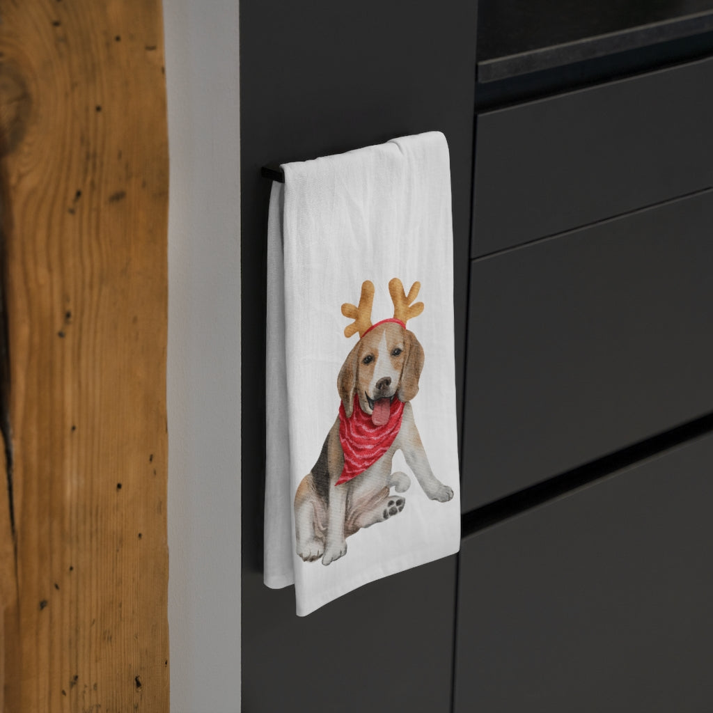 Christmas Beagle Tea Towel, Beagle Lover, Christmas Kitchen Towel, Watercolor Beagle, Dog Lover, Beagle Kitchen Decor, Dog Christma Home Decor