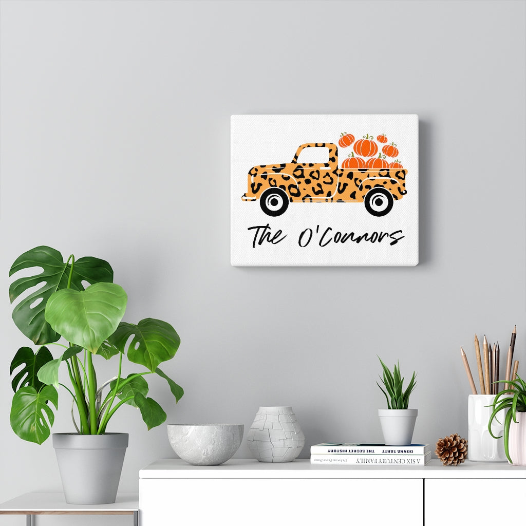 Personalized Leopard Pumpkin Truck Canvas Gallery Wrap Canvas