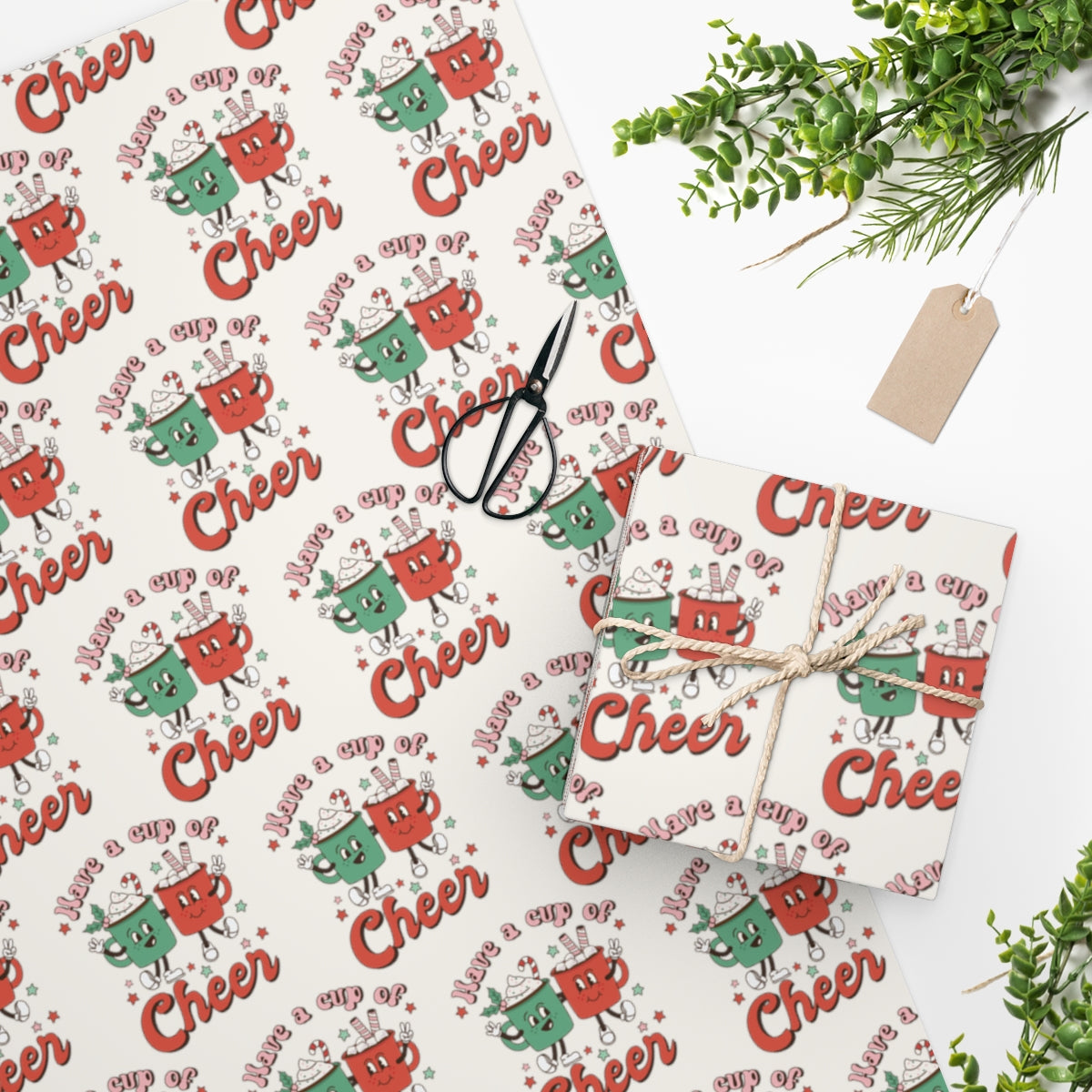 Retro Christmas Wrapping Paper - Cup of Cheer