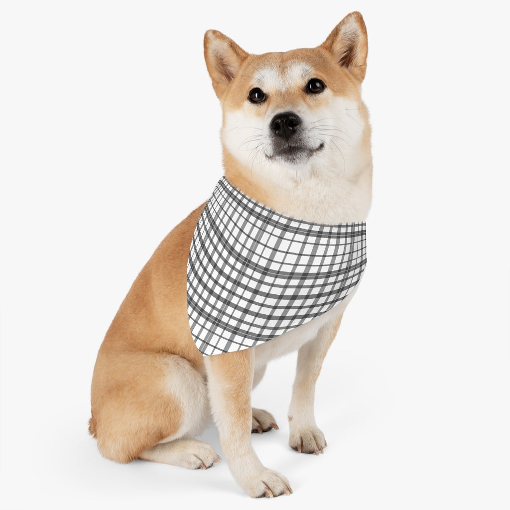 Plaid Pet Bandana Collar, Pet Bandana, Black and White Pet Collar, Buffalo Plaid, Fall Pet Bandana Pets