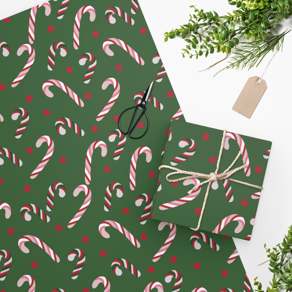 Forest Green Candy Cane Christmas Wrapping Paper – Nine Thirty
