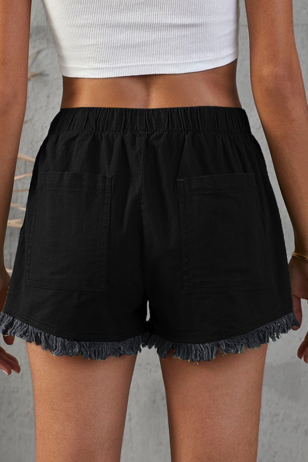 Pocketed Frayed Denim Shorts - Premium Shorts - Just $30! Shop now at Nine Thirty Nine Design