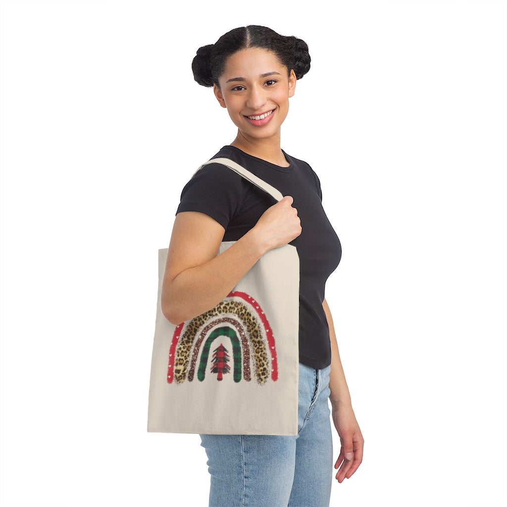 Christmas Rainbow Leopard Canvas Tote Bag Bags