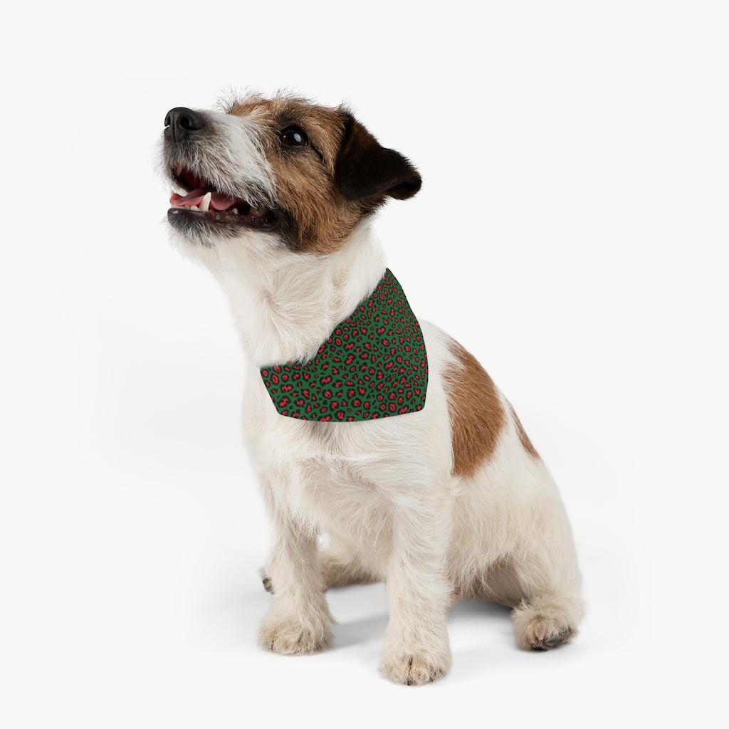 Leopard Pet Bandana Collar, Christmas Pet Bandana, Holiday Pet Collar Pets