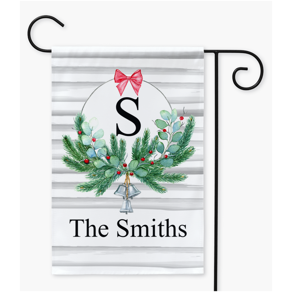Winter Wreath Personalized Garden Flag Flags & Windsocks