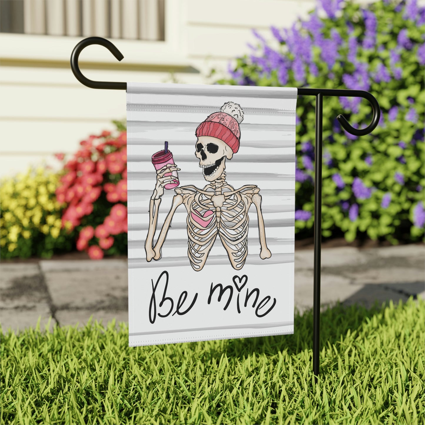 Valentines Day Skeleton Garden Flag