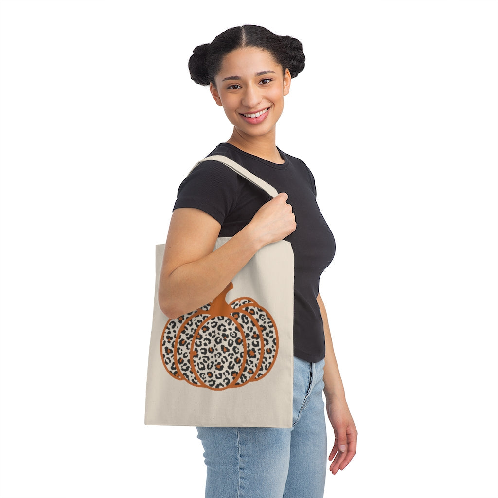 Leopard Pumpkin Fall Canvas Tote Bag Bags