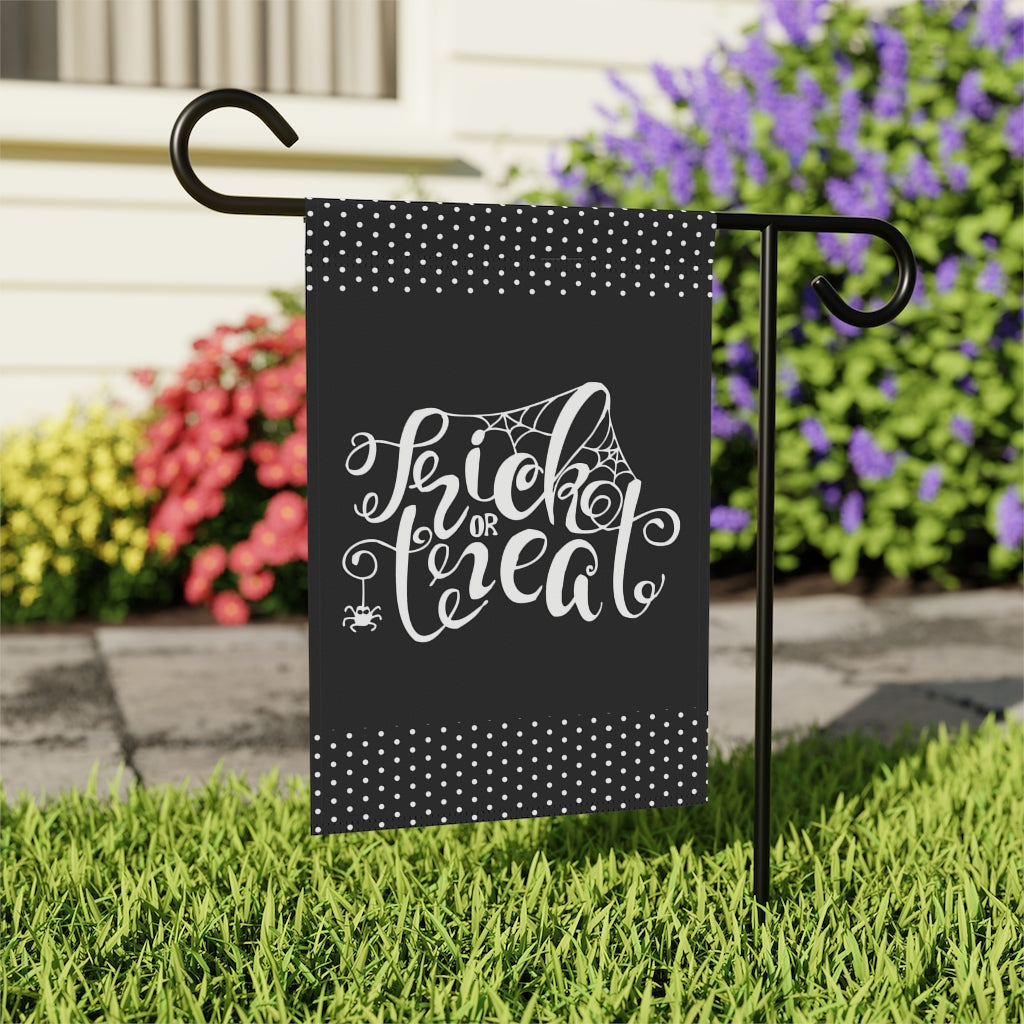 Trick or Treat Black and White Garden Flag Home Decor