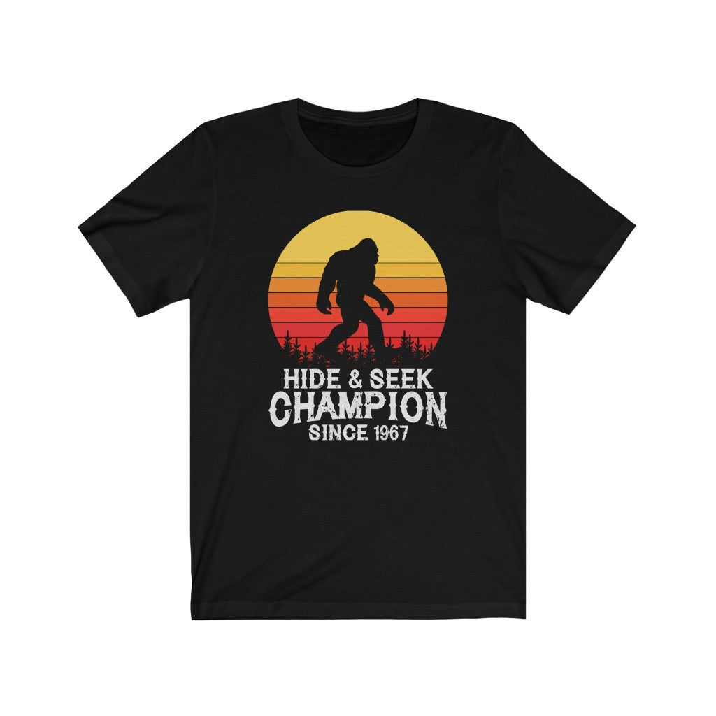 Big Foot Shirt, Big Foot Hide and Seek Champion, Sasquatch TShirt, Fathers Day Shirt, Funny Men's Shirt, Mens Graphic Tee, Retro Bigfoot - Premium T-Shirt - Just $24.50! Shop now at Nine Thirty Nine Design