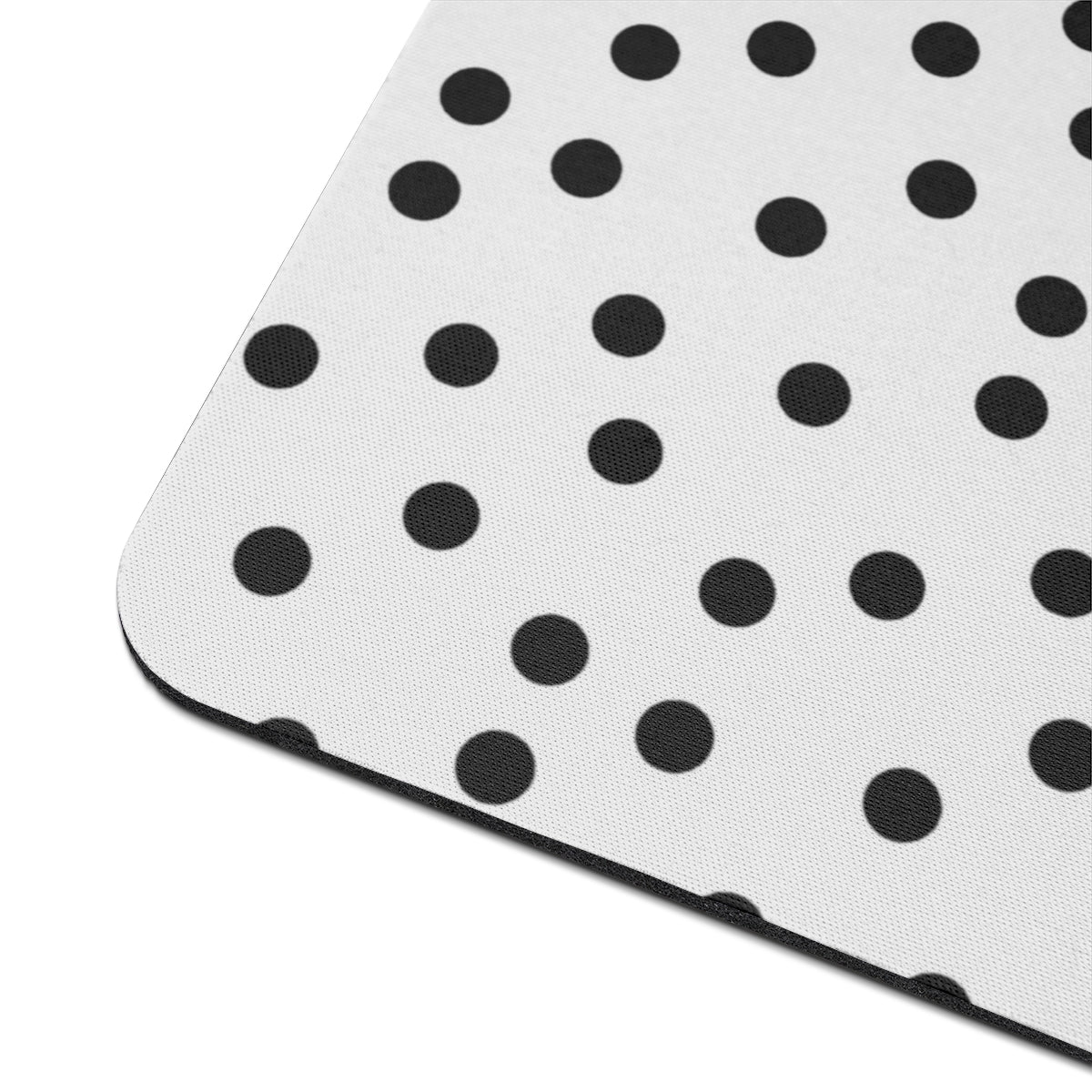 Personalized Black and White Polka Dot Mouse Pad with Pink Name