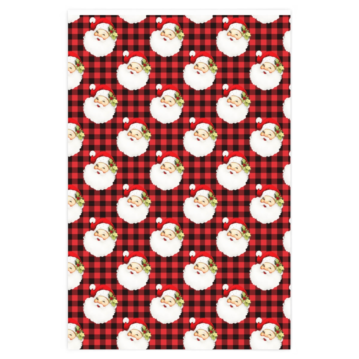 Buffalo Plaid Vintage Santa Wrapping Paper