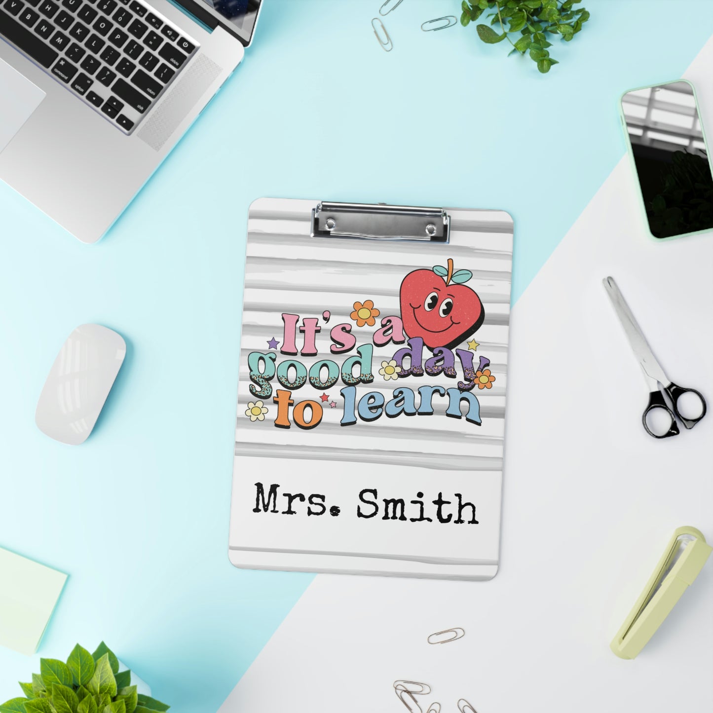 Personalized Teacher Clipboard, Teacher Appreciation Gift, Custom Monogram Clip Board, Retro, Monogram Teacher Gift, Back to School