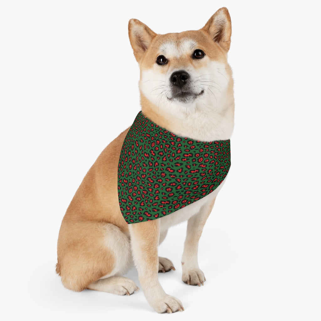 Leopard Pet Bandana Collar, Christmas Pet Bandana, Holiday Pet Collar Pets