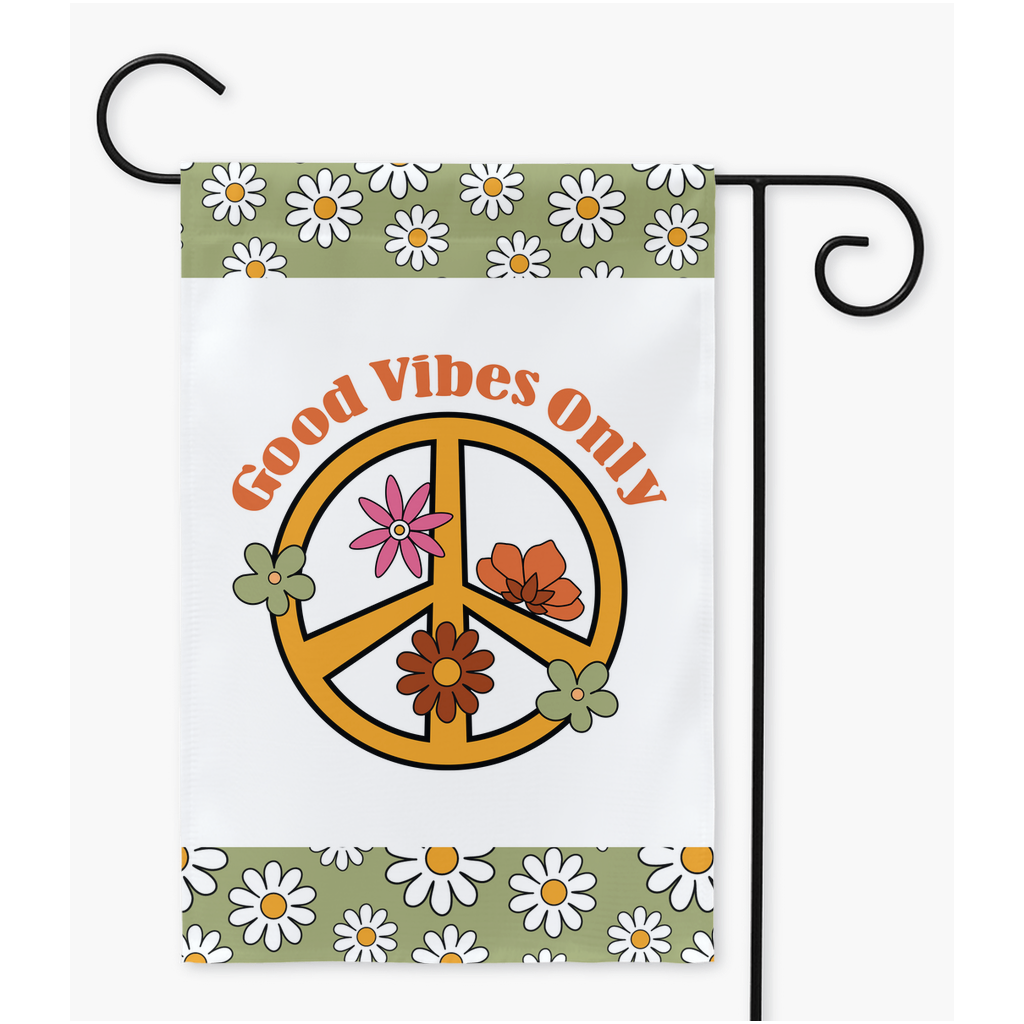 Retro Peace Garden Flag Flag