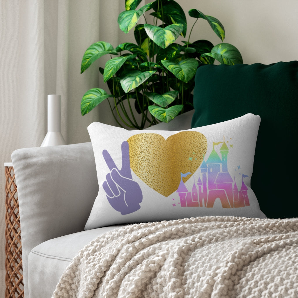 Peace Love Castle - Spun Polyester Lumbar Pillow Home Decor