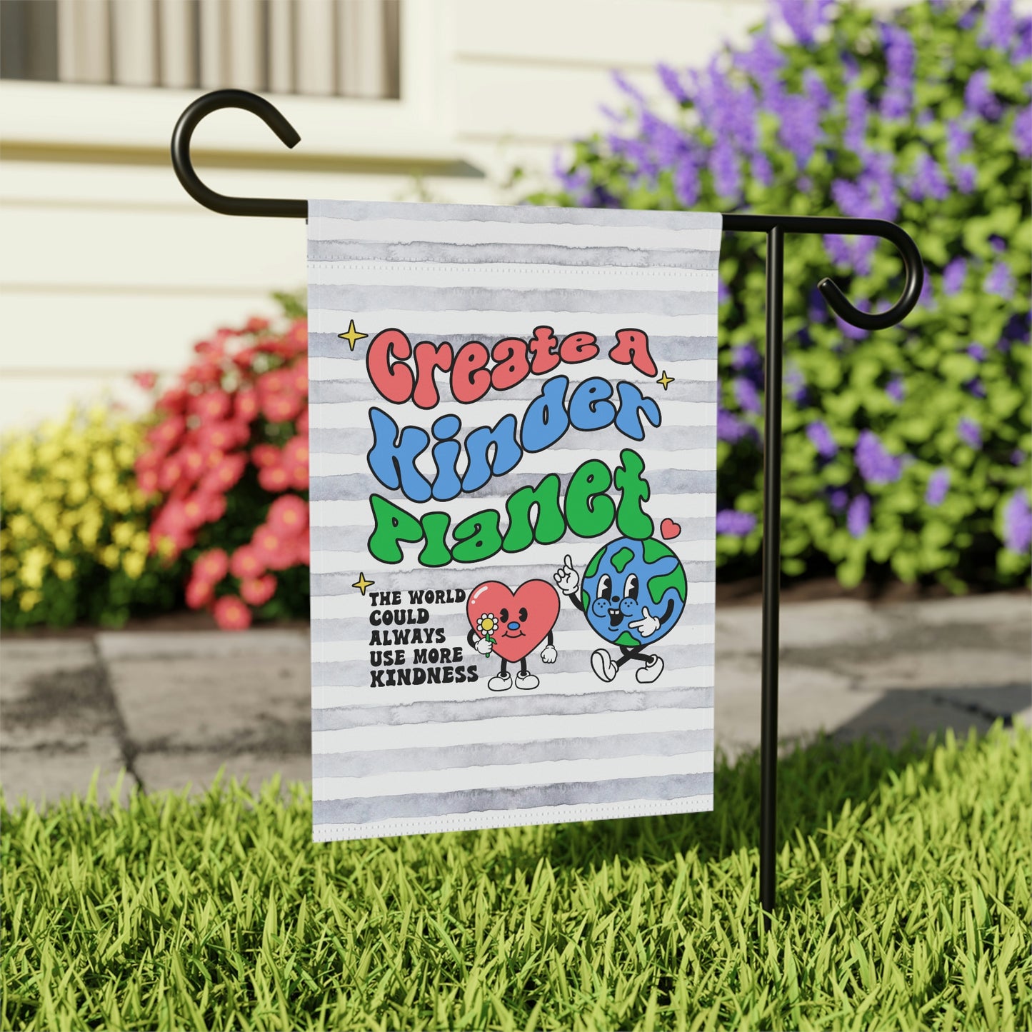 Create A Kinder Planet, Earth Day Flag, Welcome Flag, Aesthetic Flag, Planet Earth Flag, VSCO, Groovy, Custom Yard Flag