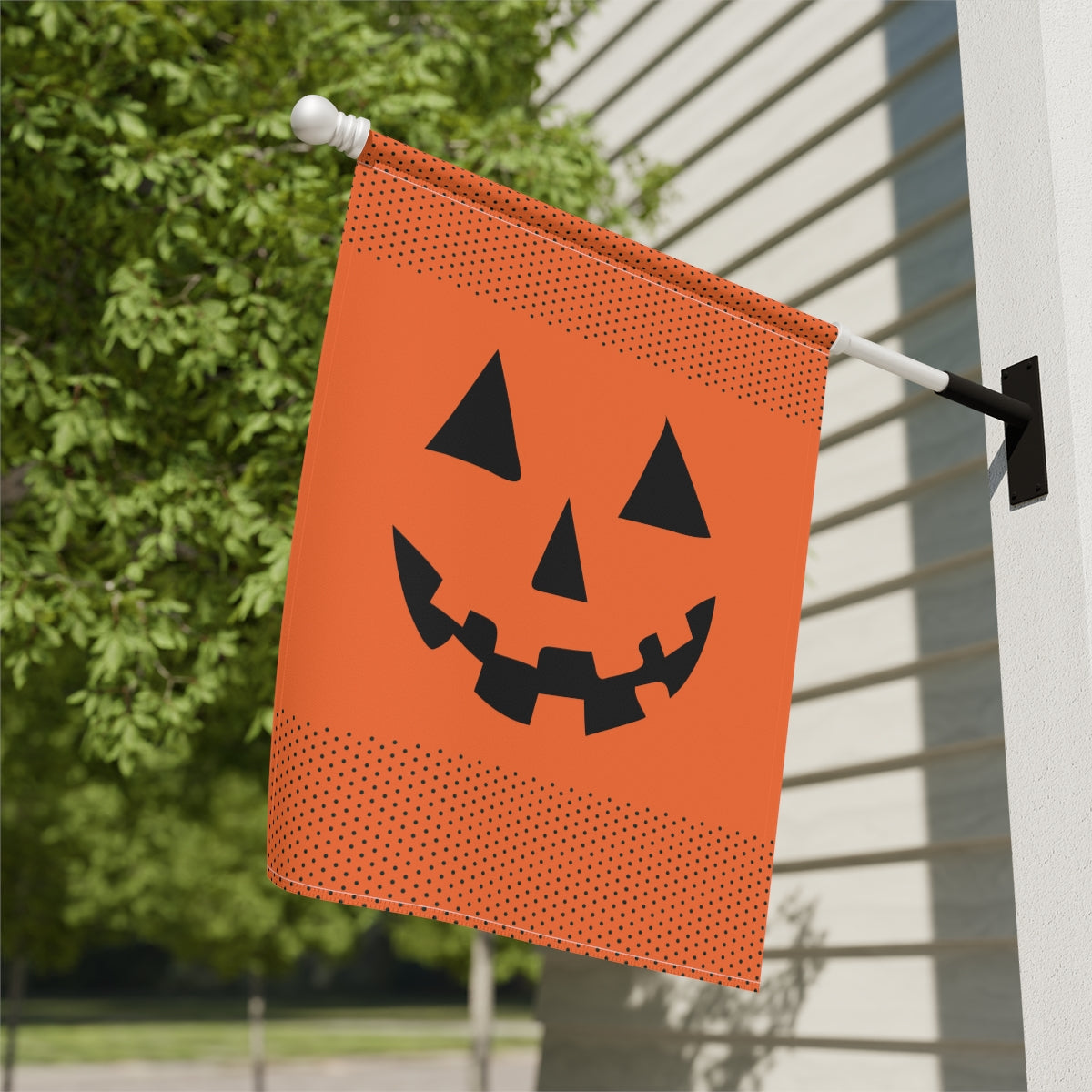 Orange and Black Pumpkin Face House Flag
