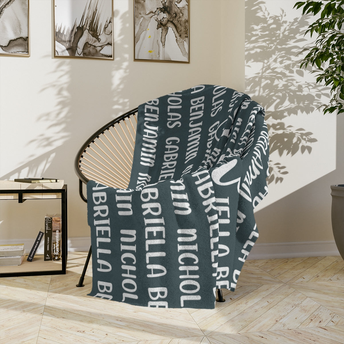 Grandchildren Name Minky Blanket for Grandma