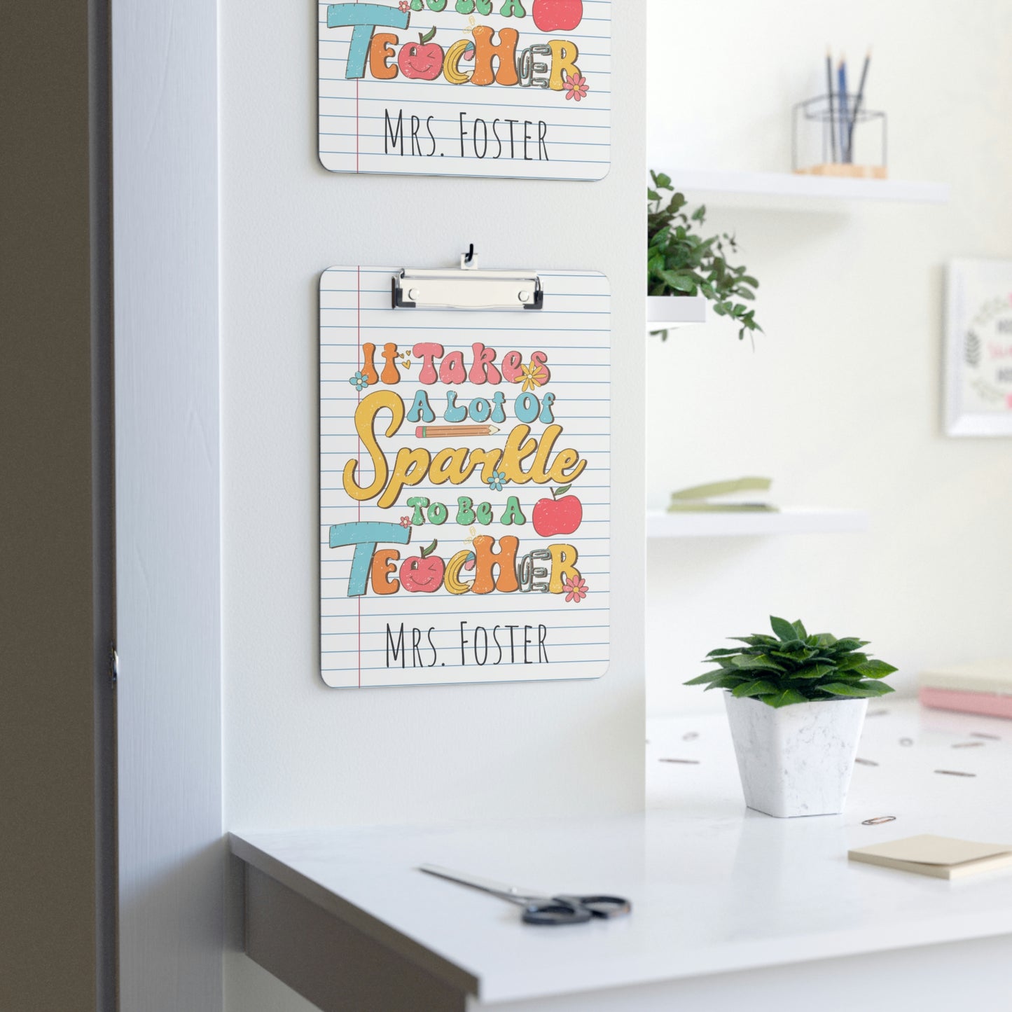 Personalized Teacher Clipboard, Teacher Appreciation Gift, Custom Monogram Clip Board, Retro, Monogram Teacher Gift, Back to School